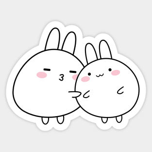 Cute rabbit couple, Cute white rabbit, Valentines day, Cute sticker, Kawaii rabbit Sticker